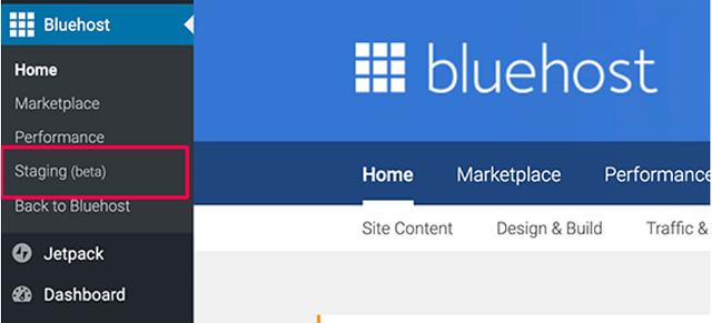  Bluehost WP staging