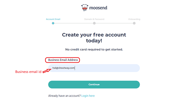 Moosend login and sign up